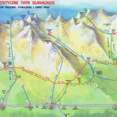 Mapa turystyczna Tatr Słowackich. Łatwe szlaki w Dolinie Wielickiej i Studenckiej.